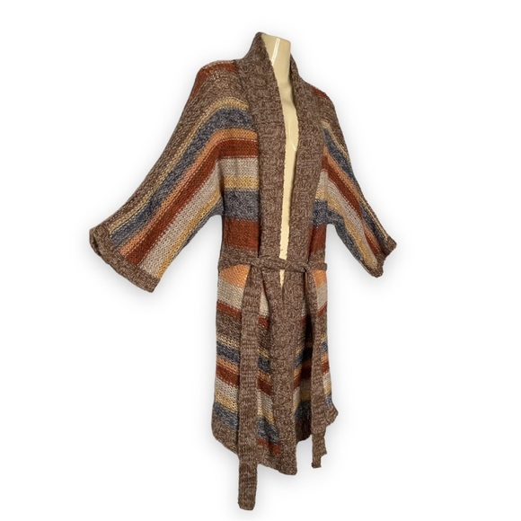 Splendid Belted Cardigan Top Long Line Robe Style Mohair Wool Blend Sweater S - Picture 3 of 5